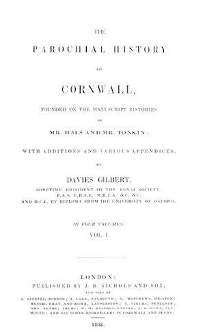 [Gutenberg 60555] • The Parochial History of Cornwall, Volume 1 (of 4)